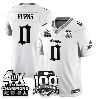 NYG 4-Time Champions Gothic Vapor Limited Jersey - 100th Seasons - All Stitched-DTD