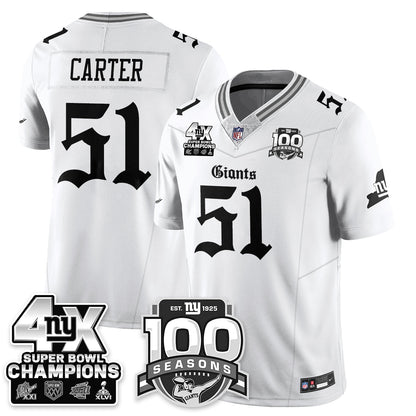 NYG 4-Time Champions Gothic Vapor Limited Jersey - 100th Seasons - All Stitched-DTD