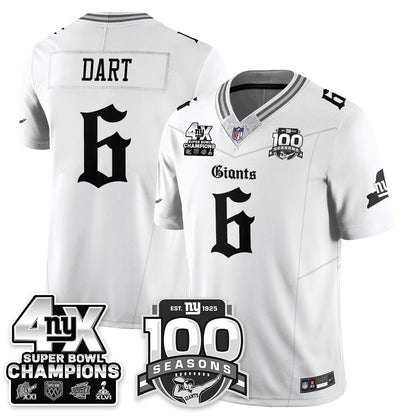 NYG 4-Time Champions Gothic Vapor Limited Jersey - 100th Seasons - All Stitched-DTD