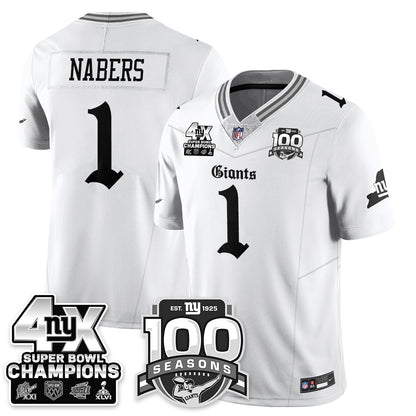 NYG 4-Time Champions Gothic Vapor Limited Jersey - 100th Seasons - All Stitched-DTD