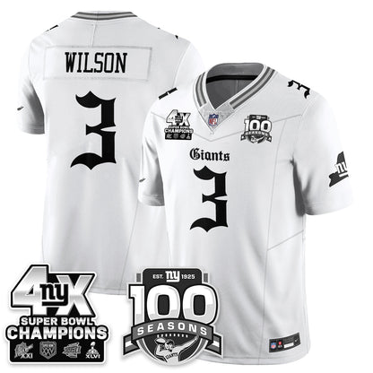 NYG 4-Time Champions Gothic Vapor Limited Jersey - 100th Seasons - All Stitched-DTD