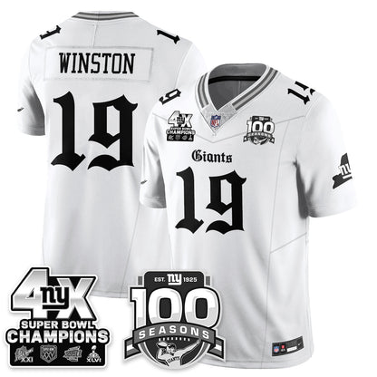 NYG 4-Time Champions Gothic Vapor Limited Jersey - 100th Seasons - All Stitched-DTD