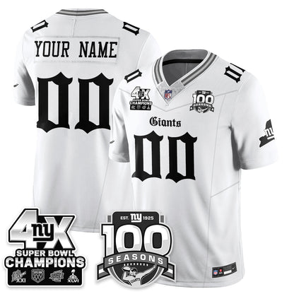 NYG 4-Time Champions Gothic Vapor Limited Jersey - 100th Seasons - All Stitched-DTD