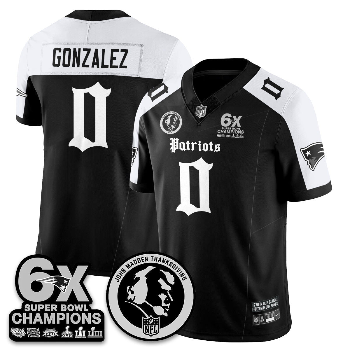 NE Gothic 6x Champions Patch Vapor Limited Jersey - John Madden Patch - All Stitched-DTD
