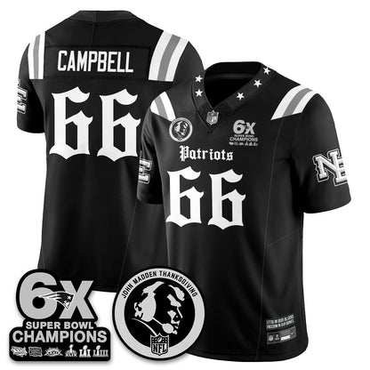NE Gothic 6x Champions Patch Vapor Limited Jersey - John Madden Patch - All Stitched