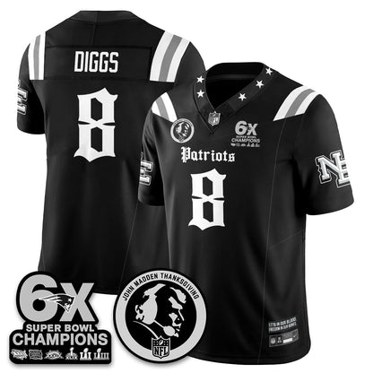 NE Gothic 6x Champions Patch Vapor Limited Jersey - John Madden Patch - All Stitched-DTD