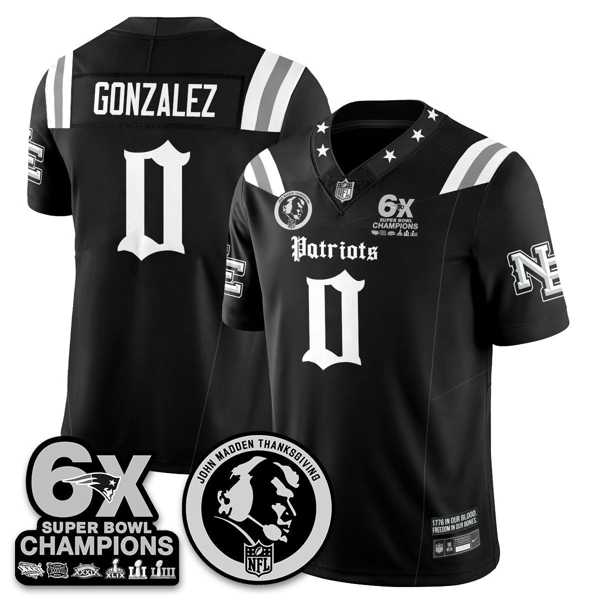 NE Gothic 6x Champions Patch Vapor Limited Jersey - John Madden Patch - All Stitched-DTD