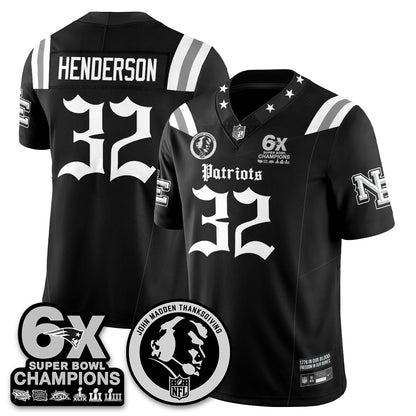 NE Gothic 6x Champions Patch Vapor Limited Jersey - John Madden Patch - All Stitched-DTD