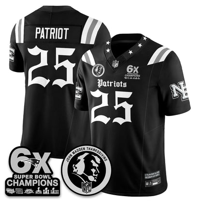 NE Gothic 6x Champions Patch Vapor Limited Jersey - John Madden Patch - All Stitched-DTD