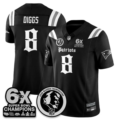 NE Gothic 6x Champions Patch Vapor Limited Jersey - John Madden Patch - All Stitched-DTD