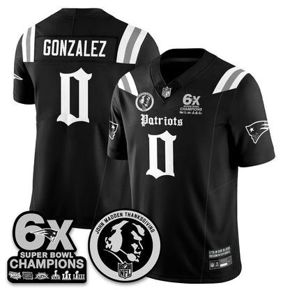 NE Gothic 6x Champions Patch Vapor Limited Jersey - John Madden Patch - All Stitched-DTD