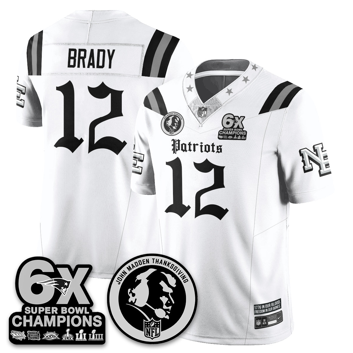 NE Gothic 6x Champions Patch Vapor Limited Jersey - John Madden Patch - All Stitched-DTD