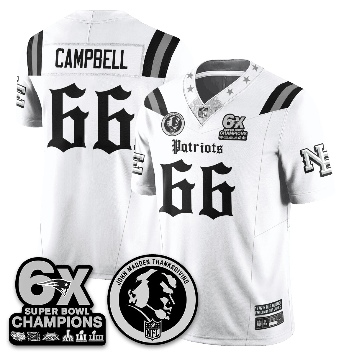 NE Gothic 6x Champions Patch Vapor Limited Jersey - John Madden Patch - All Stitched-DTD