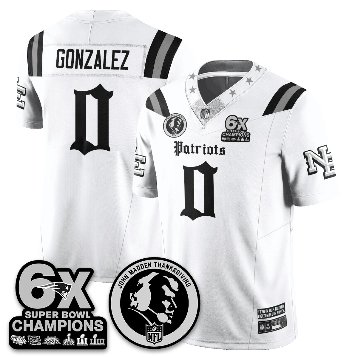 NE Gothic 6x Champions Patch Vapor Limited Jersey - John Madden Patch - All Stitched-DTD