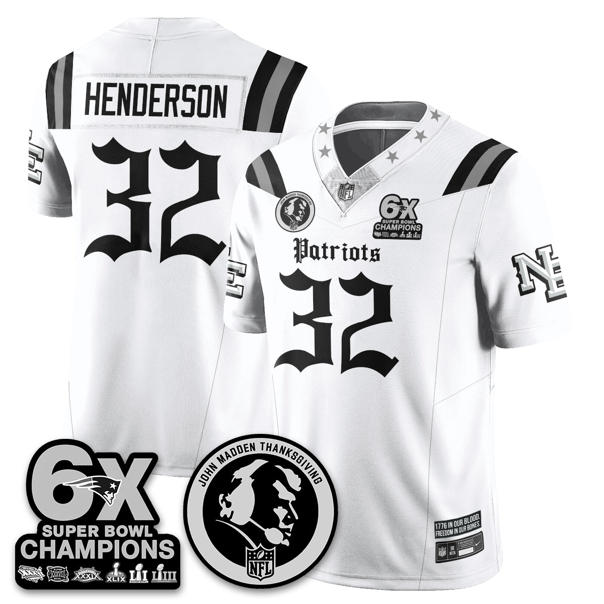 NE Gothic 6x Champions Patch Vapor Limited Jersey - John Madden Patch - All Stitched-DTD