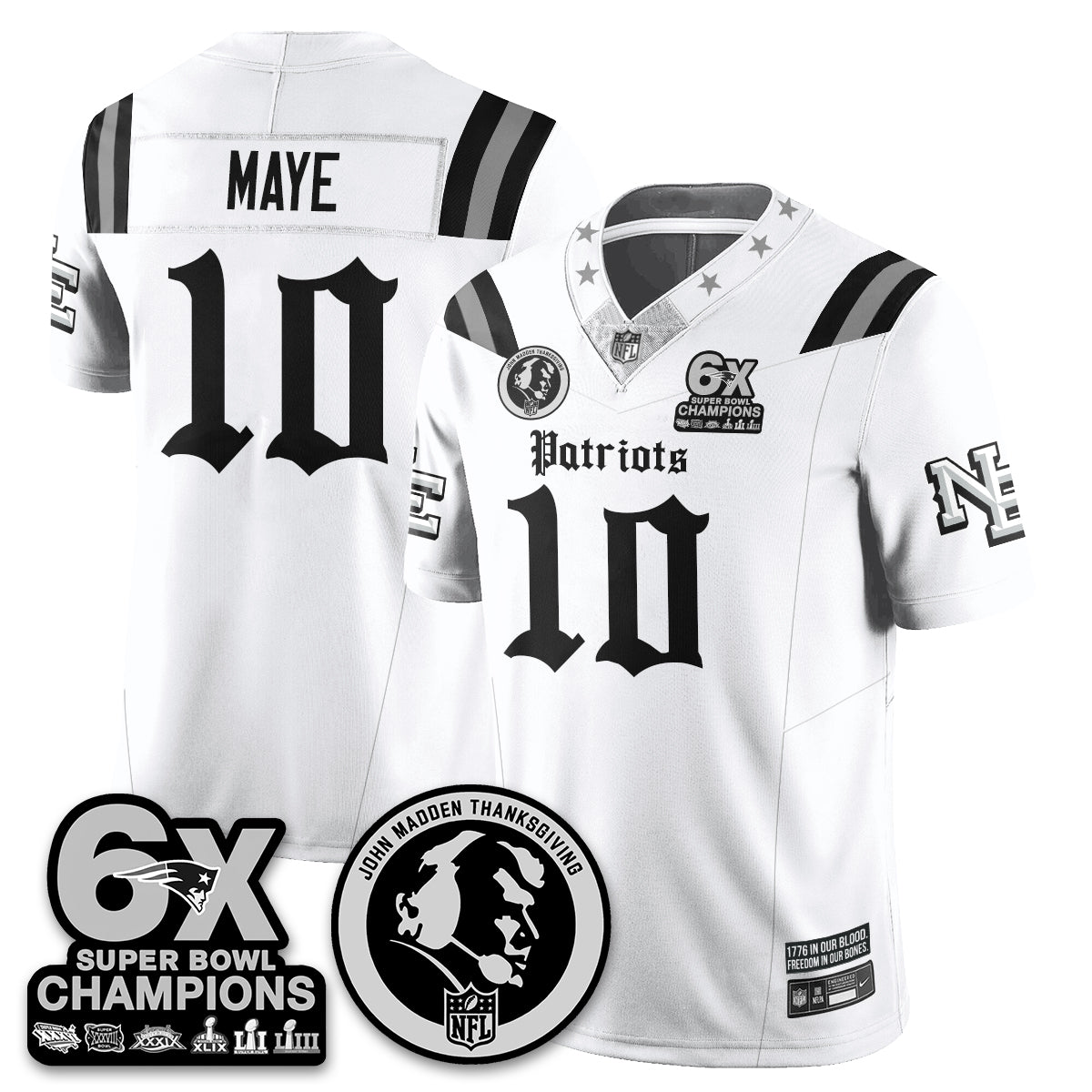 NE Gothic 6x Champions Patch Vapor Limited Jersey - John Madden Patch - All Stitched-DTD
