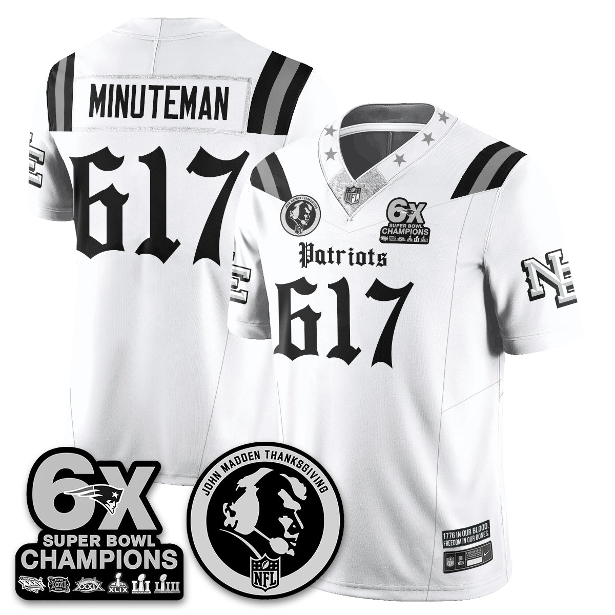 NE Gothic 6x Champions Patch Vapor Limited Jersey - John Madden Patch - All Stitched-DTD