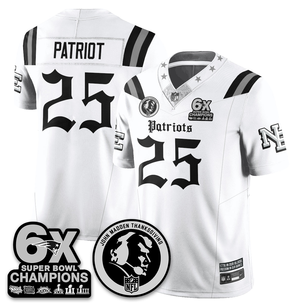 NE Gothic 6x Champions Patch Vapor Limited Jersey - John Madden Patch - All Stitched-DTD