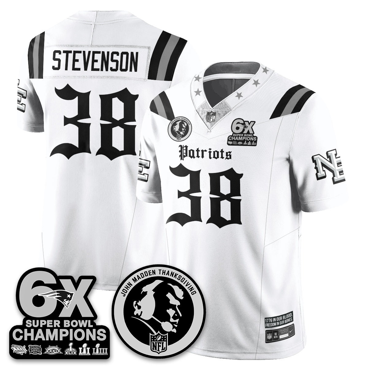 NE Gothic 6x Champions Patch Vapor Limited Jersey - John Madden Patch - All Stitched-DTD