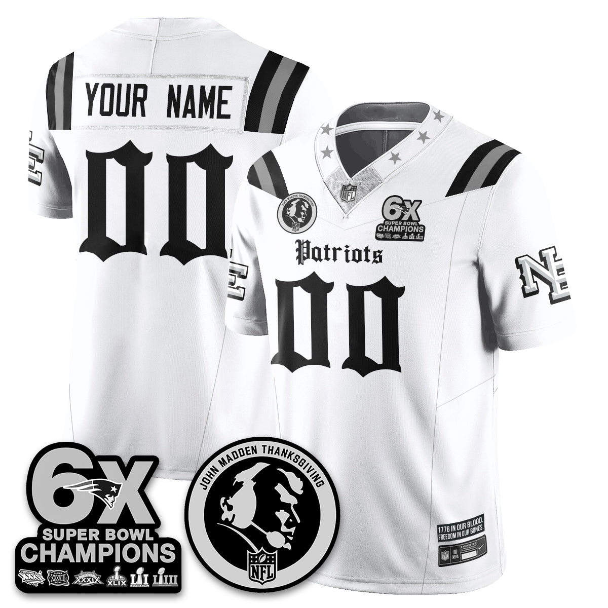 NE Gothic 6x Champions Patch Vapor Limited Jersey - John Madden Patch - All Stitched-DTD