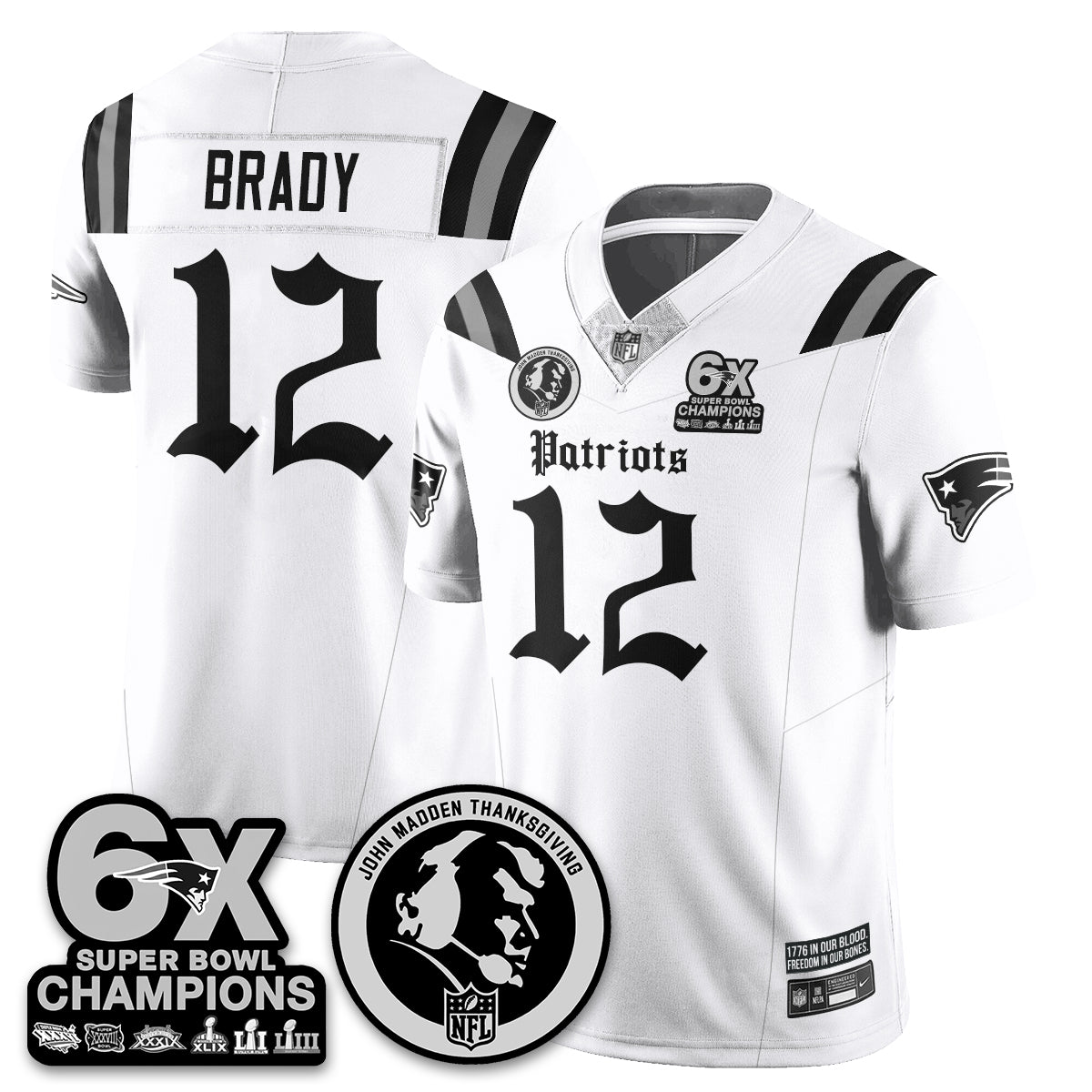NE Gothic 6x Champions Patch Vapor Limited Jersey - John Madden Patch - All Stitched-DTD