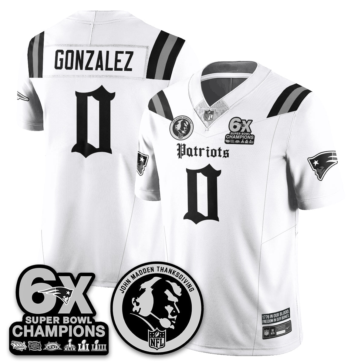 NE Gothic 6x Champions Patch Vapor Limited Jersey - John Madden Patch - All Stitched-DTD