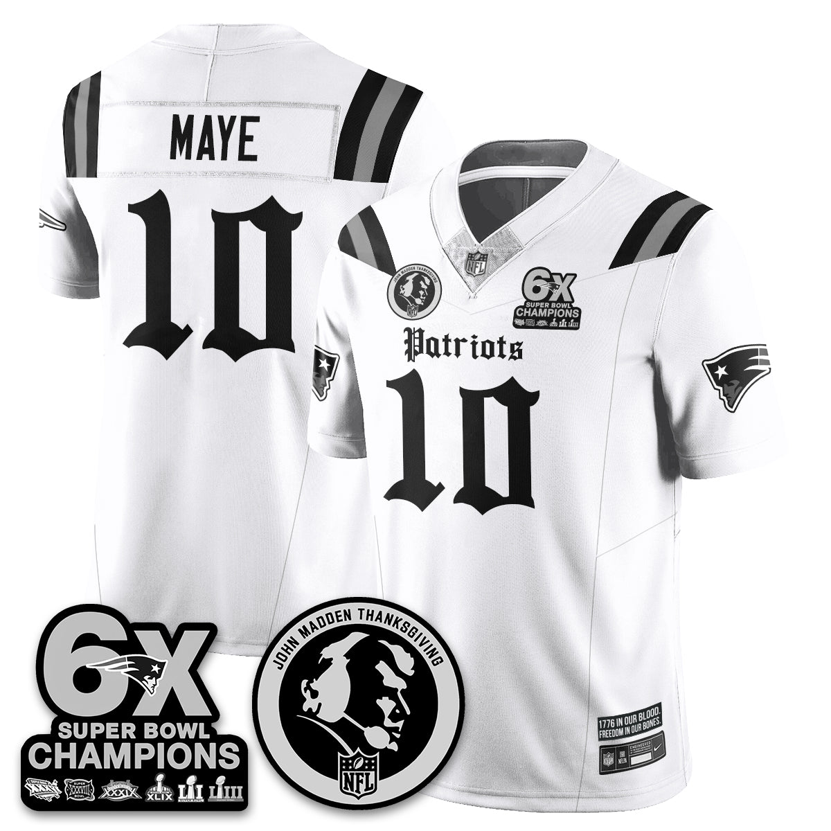 NE Gothic 6x Champions Patch Vapor Limited Jersey - John Madden Patch - All Stitched-DTD