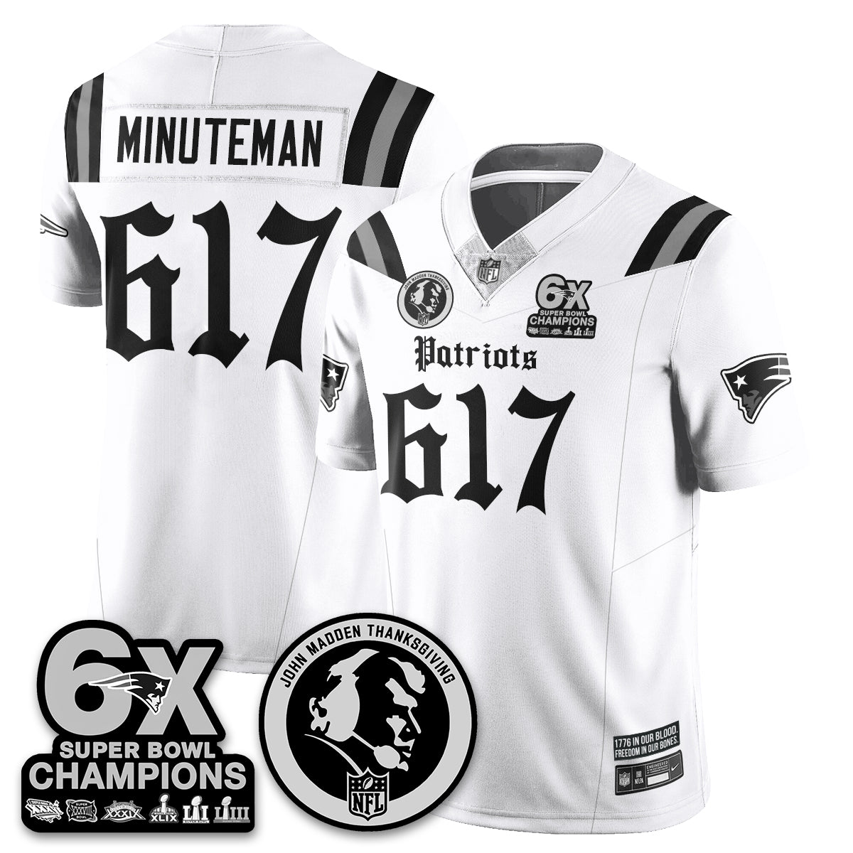 NE Gothic 6x Champions Patch Vapor Limited Jersey - John Madden Patch - All Stitched-DTD