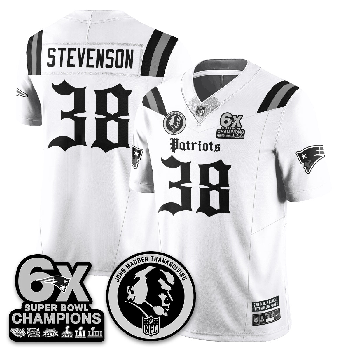 NE Gothic 6x Champions Patch Vapor Limited Jersey - John Madden Patch - All Stitched-DTD
