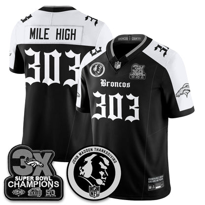 DEN Gothic 3x Champions Vapor Limited Jersey - John Madden Patch - All Stitched-DTD
