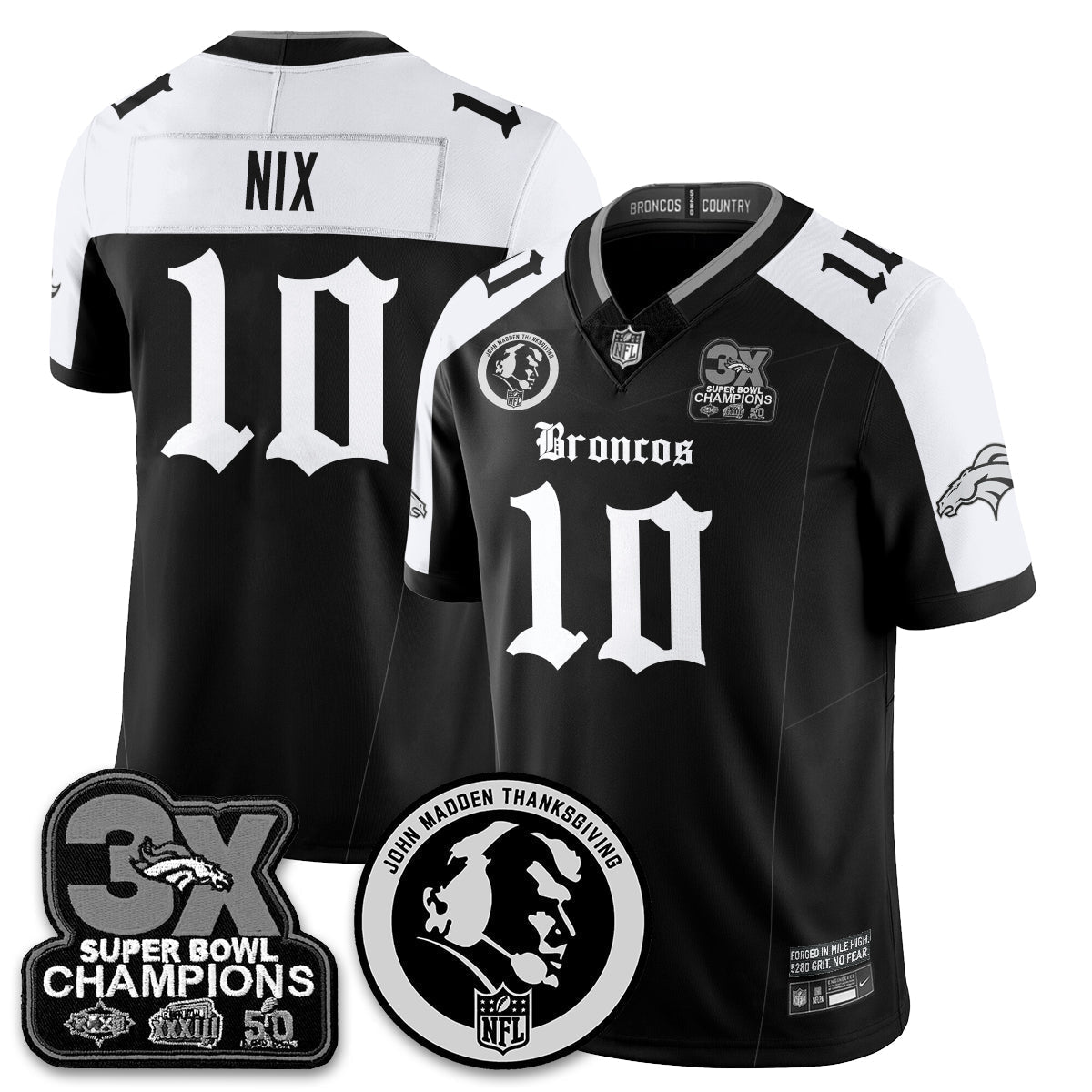 DEN Gothic 3x Champions Vapor Limited Jersey - John Madden Patch - All Stitched-DTD