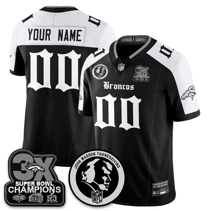 DEN Gothic 3x Champions Vapor Limited Custom Jersey - John Madden Patch - All Stitched-DTD