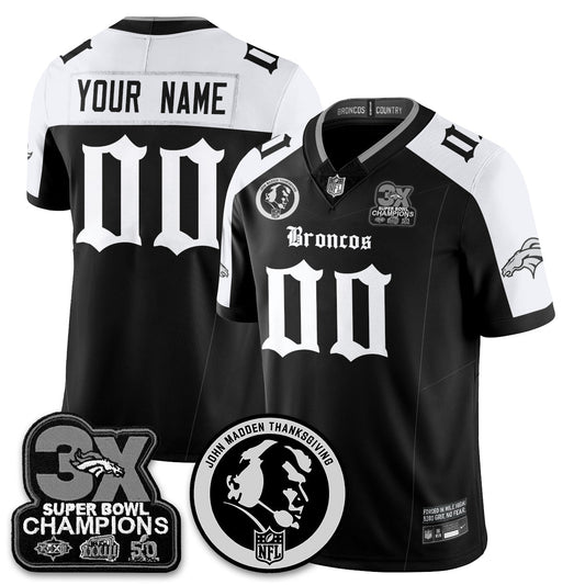 DEN Gothic 3x Champions Vapor Limited Custom Jersey - John Madden Patch - All Stitched-DTD