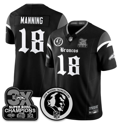 DEN Gothic 3x Champions Vapor Limited Jersey - John Madden Patch - All Stitched-DTD
