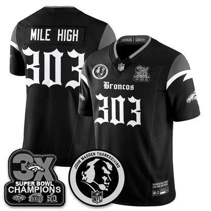 DEN Gothic 3x Champions Vapor Limited Jersey - John Madden Patch - All Stitched-DTD