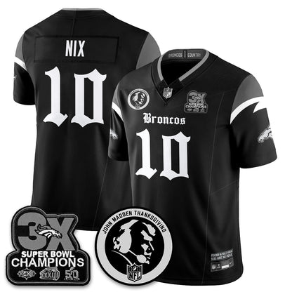 DEN Gothic 3x Champions Vapor Limited Jersey - John Madden Patch - All Stitched-DTD