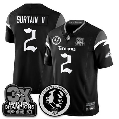 DEN Gothic 3x Champions Vapor Limited Jersey - John Madden Patch - All Stitched-DTD