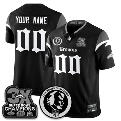 DEN Gothic 3x Champions Vapor Limited Jersey - John Madden Patch - All Stitched-DTD