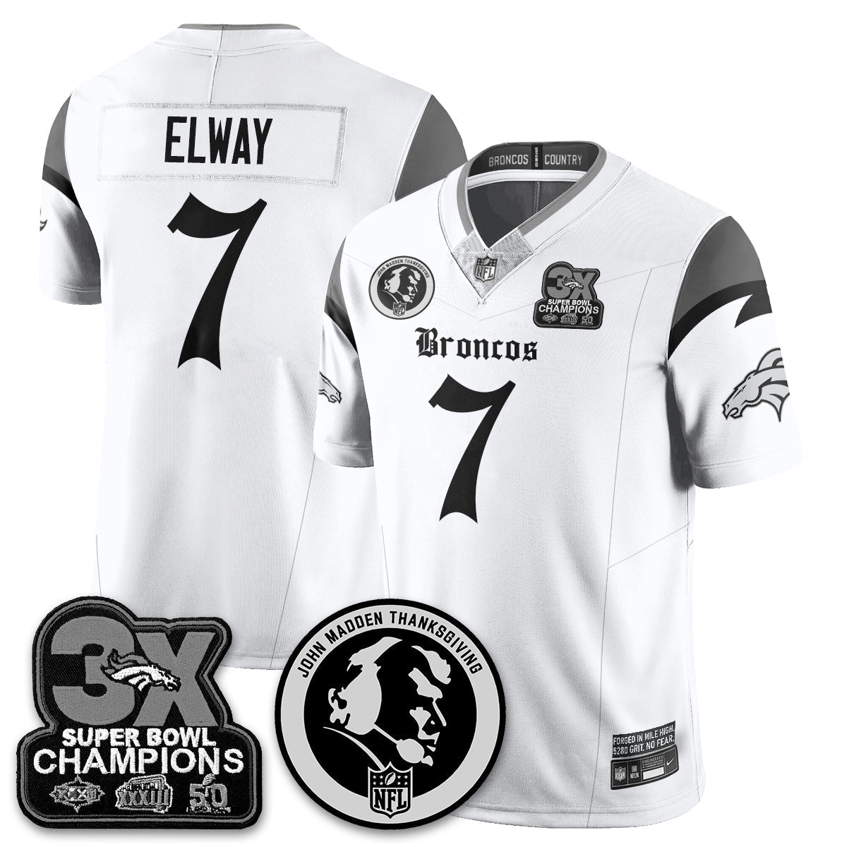 DEN Gothic 3x Champions Vapor Limited Jersey - John Madden Patch - All Stitched-DTD