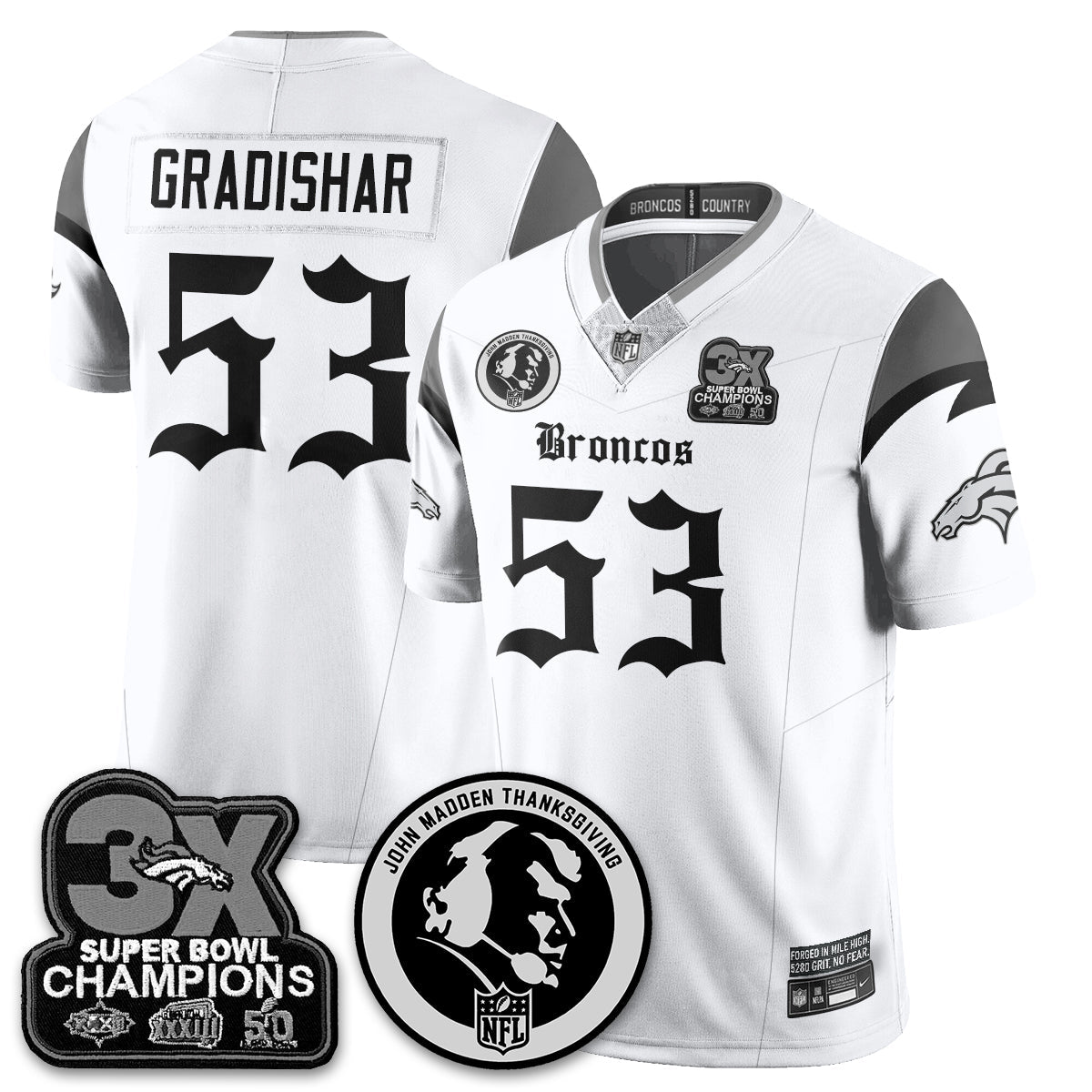 DEN Gothic 3x Champions Vapor Limited Jersey - John Madden Patch - All Stitched-DTD