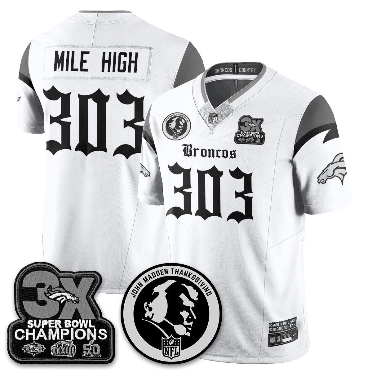DEN Gothic 3x Champions Vapor Limited Jersey - John Madden Patch - All Stitched-DTD