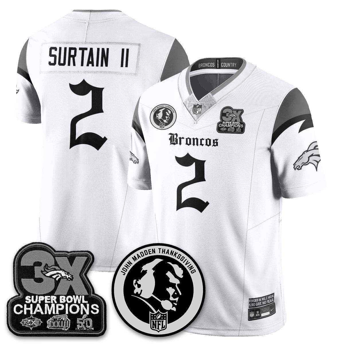 DEN Gothic 3x Champions Vapor Limited Jersey - John Madden Patch - All Stitched-DTD