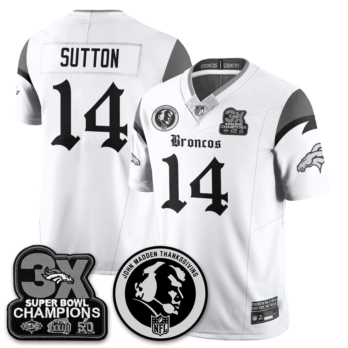 DEN Gothic 3x Champions Vapor Limited Jersey - John Madden Patch - All Stitched-DTD