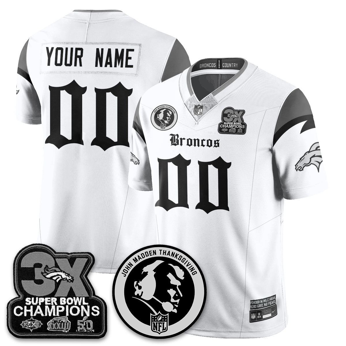 DEN Gothic 3x Champions Vapor Limited Custom Jersey - John Madden Patch - All Stitched-DTD