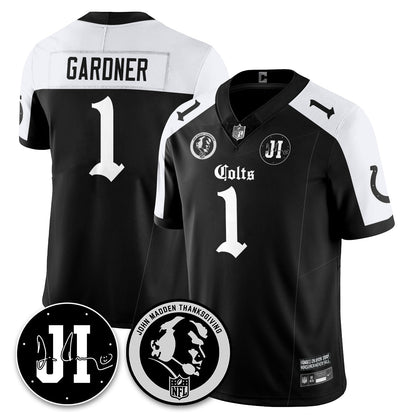 IND Gothic Vapor Limited Jersey - John Madden, Jim Irsay Patch - All Stitched-DTD