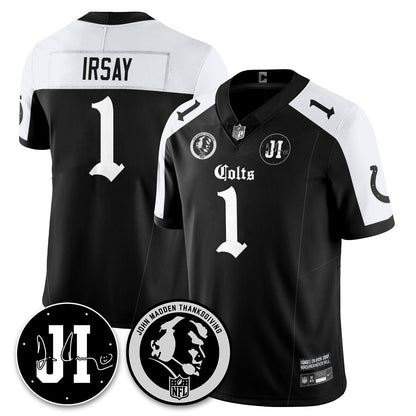 IND Gothic Vapor Limited Jersey - John Madden, Jim Irsay Patch - All Stitched-DTD