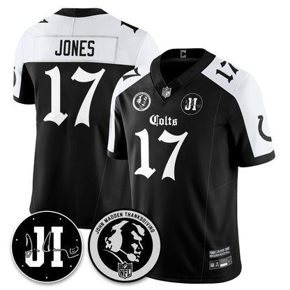 IND Gothic Vapor Limited Jersey - John Madden, Jim Irsay Patch - All Stitched-DTD