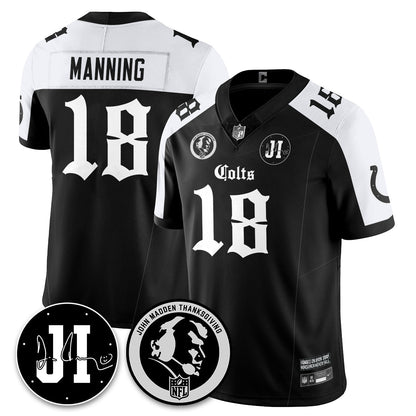 IND Gothic Vapor Limited Jersey - John Madden, Jim Irsay Patch - All Stitched-DTD