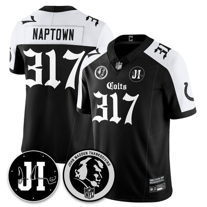 IND Gothic Vapor Limited Jersey - John Madden, Jim Irsay Patch - All Stitched-DTD