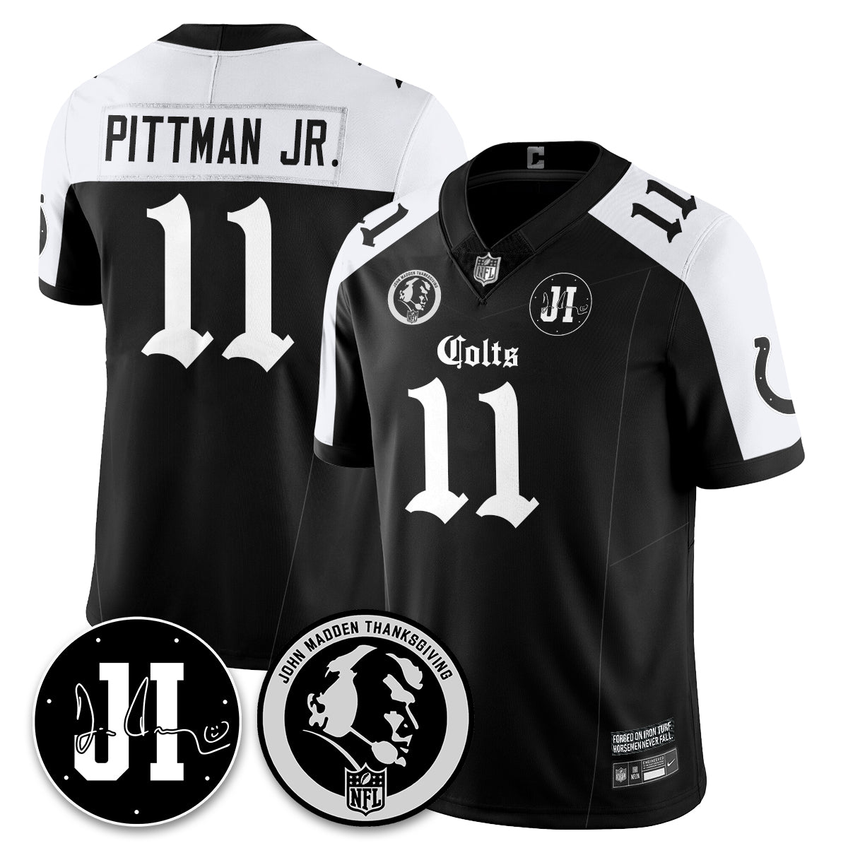 IND Gothic Vapor Limited Jersey - John Madden, Jim Irsay Patch - All Stitched-DTD